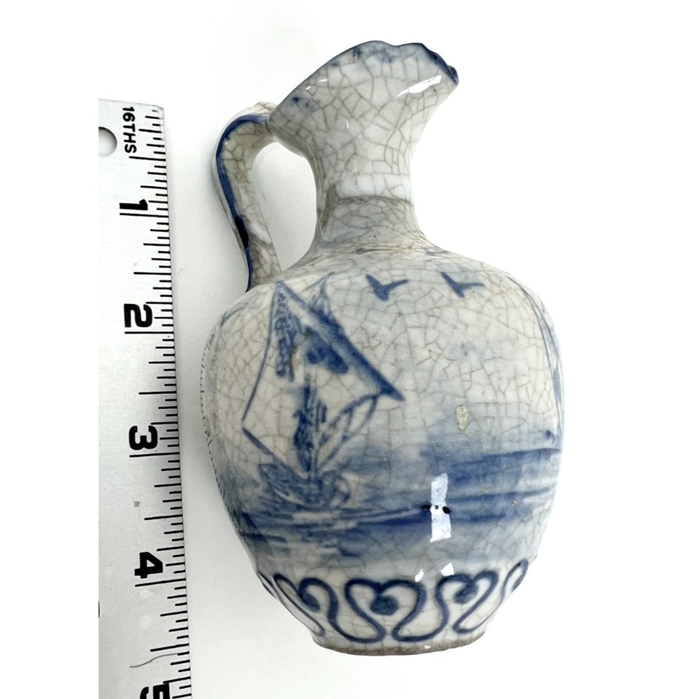 Vintage 1960s Lubbi Francois France Nautical Motif Ceramic Oinochoe Pitcher Jug